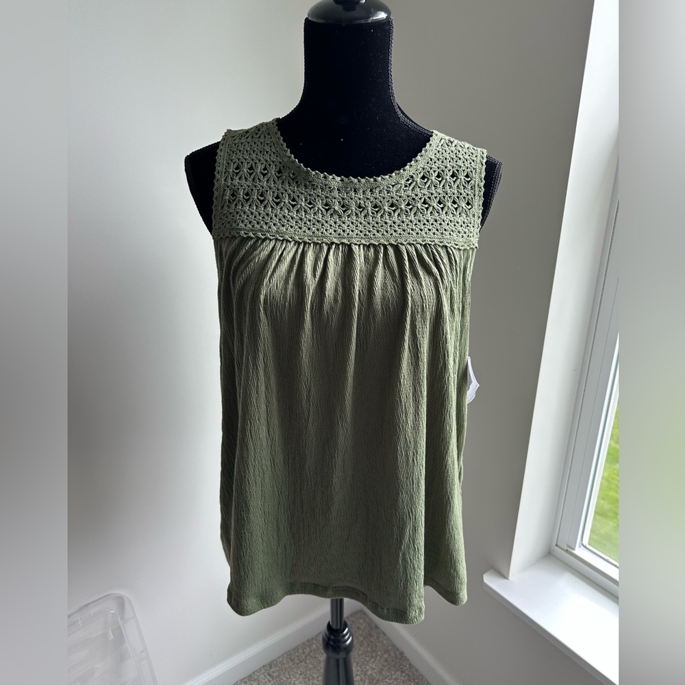 Women’s Christopher & Banks Olive Crochet Tank